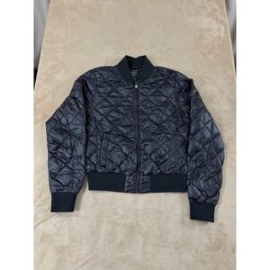 Tna Aritzia League Jacket Goose Down Women M Black Bomber Diamond Quilted EUC